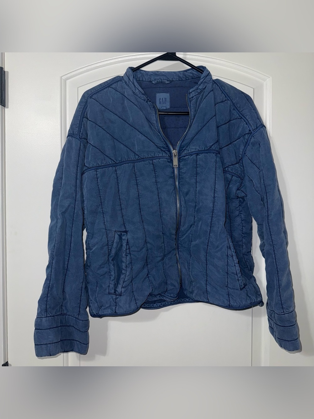 Gap Quilted Jacket In Tencel Womens Size Medium Blue